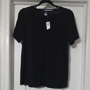 Old Navy Black Short Sleeve V-Neck Tee